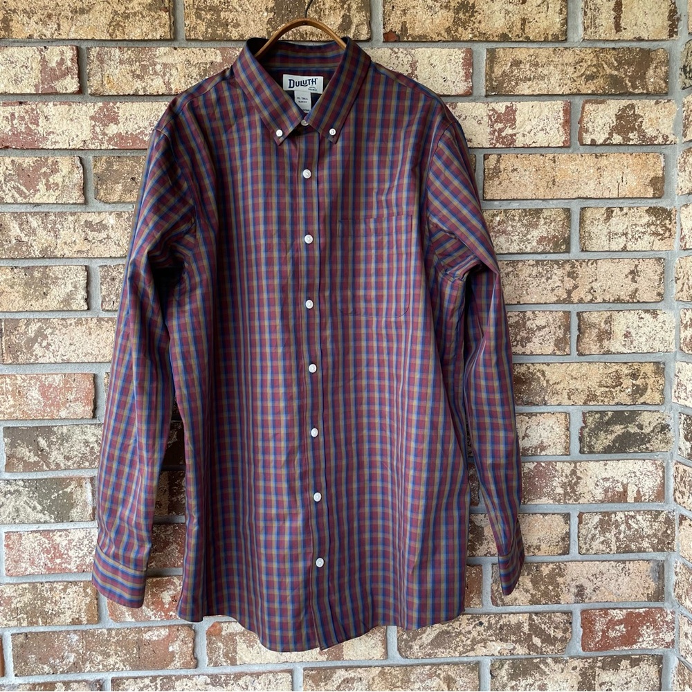 Men’s Duluth Trading Company Shirt NWT Size XLT Slim Fit Long Sleeve Plaid